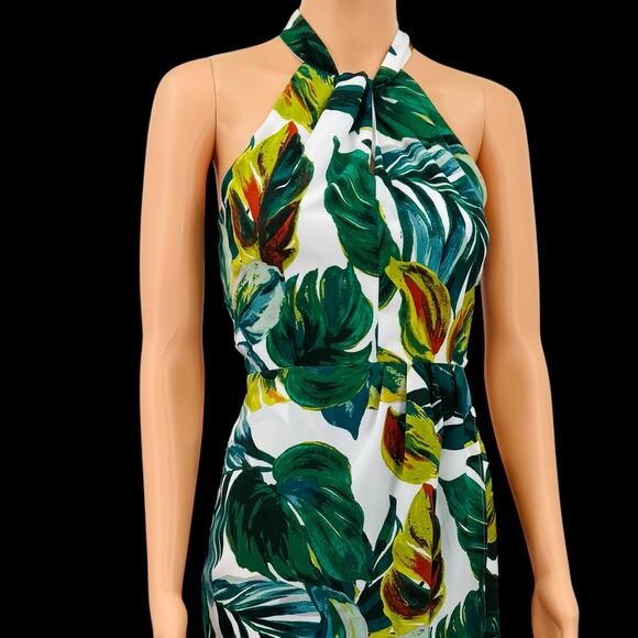 Julia Jordan Womens Knot-Neck Tulip Hem Midi Dress Tropical Print Size 2 $129 - Picture 3 of 13